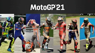 Crash & Bike Retrieval MotoGP 21 Compilation 🔥 | First Impression Bike Retrieval MotoGP21 Gameplay