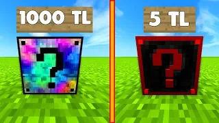 1000 TL VS 5 TL ŞANS BLOKLARI - Minecraft