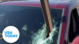 Metal beam smashes through windshield on New Mexico highway | USA TODAY