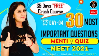 30 Most Important (NEET Biology Questions) | NEET 2021 Preparation | NEET MCQ | Meenakshi Ma'am