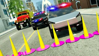 Dump Truck and EV Car Flat their Tyres | Wheel City Heroes (WCH) Police Truck Cartoon