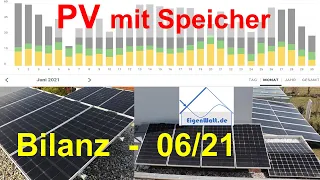 100% autark mit PV und Stromspeicher? - Unsere Bilanz für Eigenverbrauch + Autarkie im Juni 2021