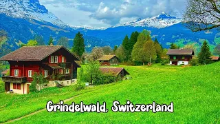 Grindelwald, Switzerland, walking in the rain 4K - The most beautiful villages in Switzerland