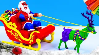 DIY merry christmas Santa Claus mod Superhero Spider man, reindeer mixed Hulk with clay