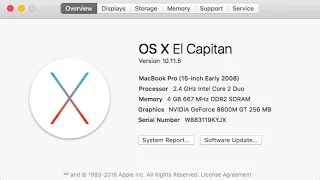 Mac OS X 10.11.5 El Capitan on a 2008 MacBook Pro