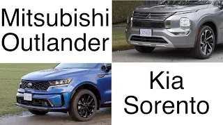 Kia Sorento VS Mitsubishi Outlander comparison // Compact 3-row SUVs