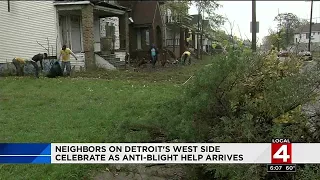 Neighbors on Detroit's west side celebrate as anti-blight help arrives