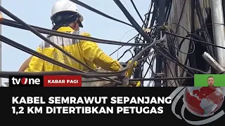 Penertiban Kabel Semrawut di Jakarta, Petugas Memutus Kabel Sepanjang 1,2 KM Milik 22 Operator