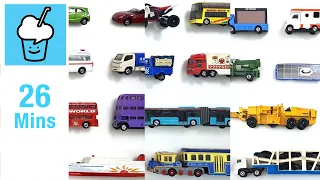 Tomica vehicles collection Fruit Truck Quad Bike Super Ambulance Poice car Fire Truck