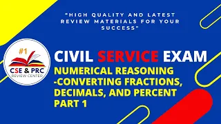 Civil Service Exam Drill for 2024 (NUMERICAL REASONING -Converting Fractions,Decimals,and Percent 1)