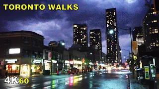 Toronto Night Walk - Midtown Under Glowing Skies & Light Rain on June 2 [4K]