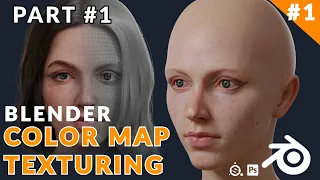 Blender Skin Texturing And Hair Grooming - Color Map Texturing [Part 01]