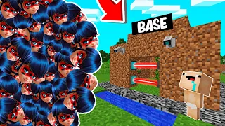 RETO DE LA BASE VS 1000000 LADYBUG 😰😱 BASE BEBE NOOB VS LADYBUG.EXE MINECRAFT