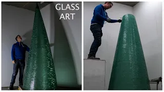 GLASS ARTIST SCULPTING a HUGE CONE from BROKEN GLASS | James Parker