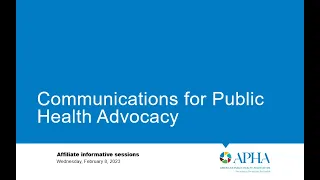 Communications for public health advocacy