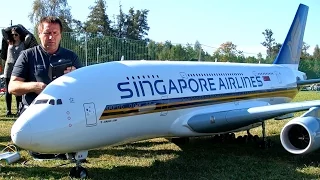 STUNNING !!! GIGANTIC !!! XXXL 71KG RC A-380 800 SCALE 1:15 TURBINE MODEL JET AIRLINER FLIGHT DEMO