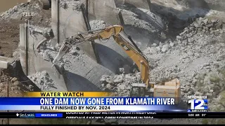 One dam gone in Klamath River dam removal project