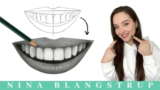 How to Draw a Realistic Smiling Mouth with Teeth - Step by Step Tutorial