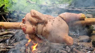 Roasted Chicken On A Watermill (Bushcraft Style)