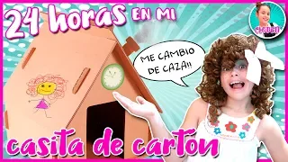 🏠 Casi 24 HORAS en mi CASITA de CARTÓN 😱 CATALINA pasa CASI UN DÍA en MI CASITA de CAJAS de CARTÓN