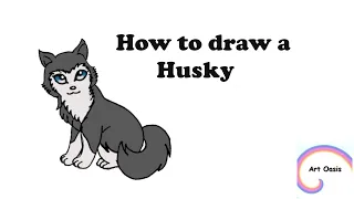 How to draw a cartoon Husky | Easy drawing |Art oasis