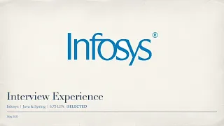 Infosys Interview Experience | Java & Spring | 6.75 LPA | 2 Year Exp (Selected)