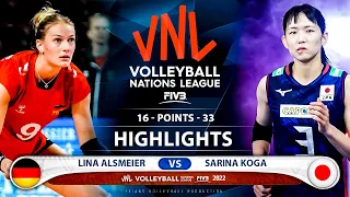 Lina Alsmeier vs Sarina Koga | Germany vs Japan | Highlights | Women's VNL 2022 (HD)