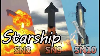 Ракета Старшип SN8, SN9, SN10 Летные испытания на большой высоте.  Starship SN8, SN9,SN10