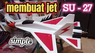 how to make a simple SU-27 rc jet plane from cork!!membuat rc jet SU-27  gabus...@albihobby1653