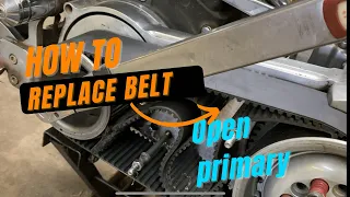 Drive belt replacement on custom Harley Davidson open primary