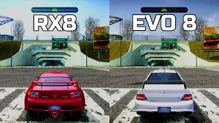 NFS Most Wanted: Mazda RX-8 vs Mitsubishi Lancer Evo 8 - Drag Race