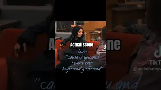andre try to kiss jade (tori) blooper vs actual scene "Victorious" *s2ep10* "jade gets crushed" 2011