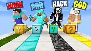 Minecraft Battle: EPIC LUCKY BLOCK RACE Challenge - NOOB vs PRO vs HACKER vs GOD in Minecraft