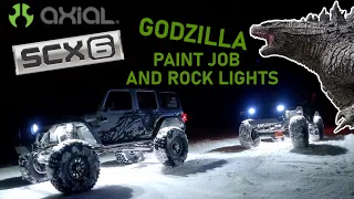 AXIAL SCX6 1/6 SCALE RTR: DIY ROCK LIGHT INSTALL AND GODZILLA PAINT JOB