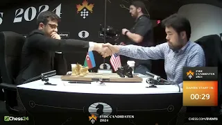 Hikaru Nakamura, Ian Nepo, Fabiano Caruana, Nepo,  Gukesh D, Abasov Round 3 FIDE Candidates 2024