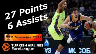 Alexey Shved Full Highlights 9.11.2018 Khimki vs Barcelona - 27 Pts, 6 Asts! | UF44 Highlights