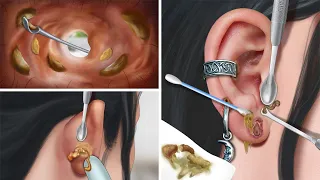 ASMR Girl has a swollen ear piercing, good treatment to remove earwax