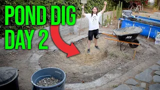 DIY Backyard Koi Pond Dig Day 2! Plus Retaining Wall Build for Dirt