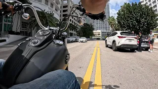 Crazy Florida Drivers !! Riding In Miami (Indian Scout VS Harley Streetbob) Review