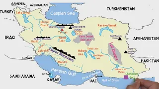 Physical Geography of  Iran /Physiographic Map of Iran /Iran Map / Iran Geography / World Map Series