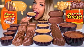 ASMR *CHOCOLATE PEANUT BUTTER* REESE CUPS, ICE CREAM, PEANUT BUTTER SAUCE, REESE'S PIECES MUKBANG 먹방