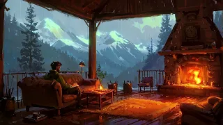 Cozy Mountain Cabin Retreat | Lofi Chill Beats with Rain & Fireplace Ambiance