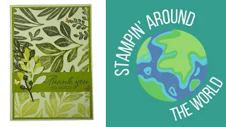 Stampin’ Around the World video hop May 2024: Monochromatic with Stampin’ Up! Leaf Collection stamp.