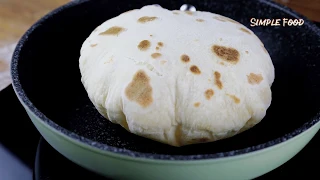 Only 3 Ingredients - Pita Bread at home - Flatbread Recipe (No Oven No Yeast ) - Pita Bread Recipe
