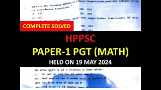 HPPSC PGT MATH PAPER 1 SOLVED HELD ON 19 MAY 2024