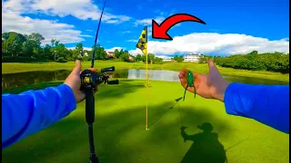 FISHING LOADED PRIVATE GOLF COURSE PONDS!! ( almost injured)