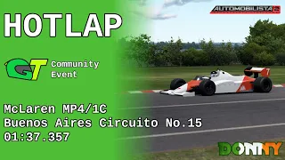 Hotlap | MoonieGT Discord | McLaren MP4/1C | Buenos Aires Circuito No.15 | AMS2 | 01:37.357