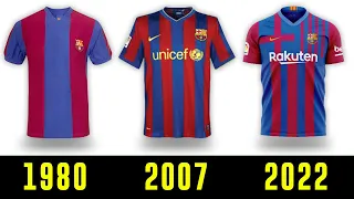 The Evolution of Barcelona Jersey 1912 - 2022 | Barcelona Kits History