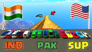 India Vs Pakistan | Gta 5 Indian Cars Vs Pakistan Cars Vs Super Cars Mega Jump Challenge | Gta 5