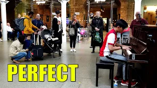 Football Fan Plays Ed Sheeran Perfect on a Piano in Public | Cole Lam